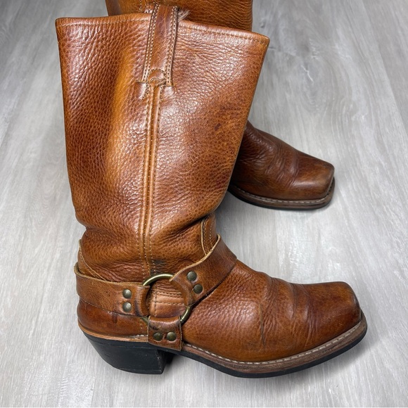 Frye Brown Leather Harness Boots - Picture 2 of 13
